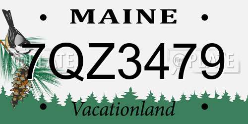 7QZ3479 Maine License Plate