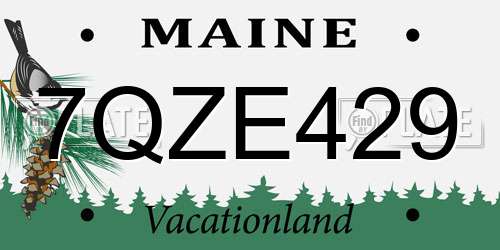 7QZE429 Maine License Plate