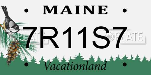 7R11S7 Maine License Plate