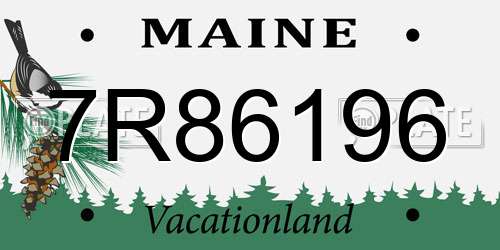 7R86196 Maine License Plate
