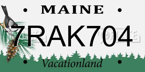 7RAK704 Maine License Plate
