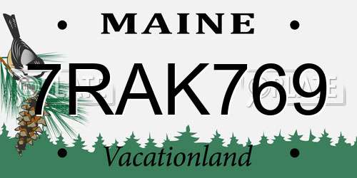 7RAK769 Maine License Plate