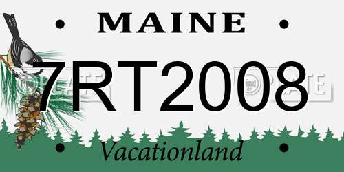 7RT2008 Maine License Plate