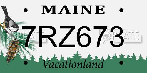 7RZ673 Maine License Plate