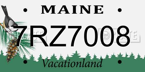 7RZ7008 Maine License Plate