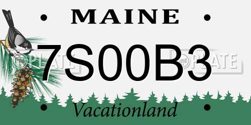 7S00B3 Maine License Plate