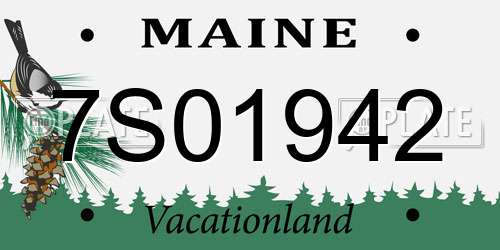 7S01942 Maine License Plate