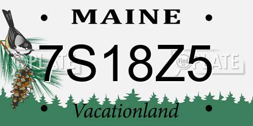 7S18Z5 Maine License Plate