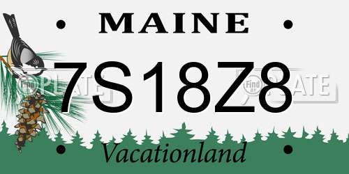 7S18Z8 Maine License Plate