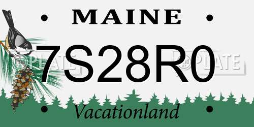 7S28R0 Maine License Plate