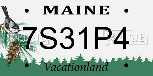 7S31P4 Maine License Plate