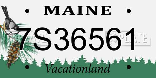 7S36561 Maine License Plate