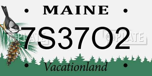 7S37O2 Maine License Plate