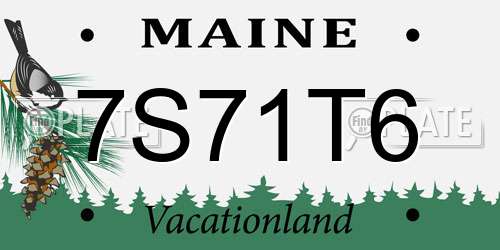 7S71T6 Maine License Plate