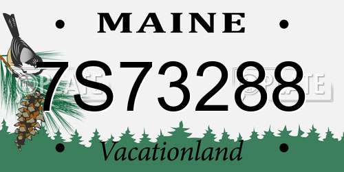 7S73288 Maine License Plate