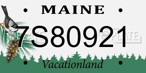 7S80921 Maine License Plate