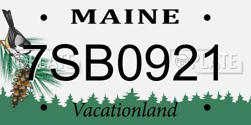7SB0921 Maine License Plate