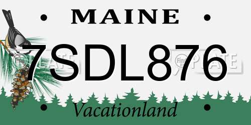7SDL876 Maine License Plate