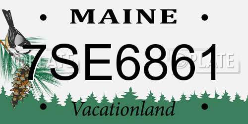 7SE6861 Maine License Plate