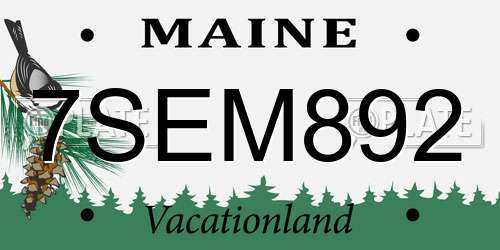 7SEM892 Maine License Plate