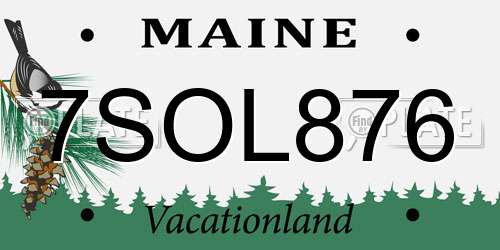 7SOL876 Maine License Plate