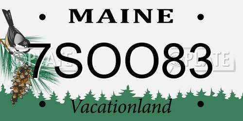 7SOO83 Maine License Plate