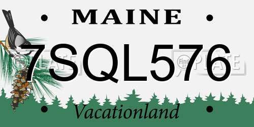 7SQL576 Maine License Plate