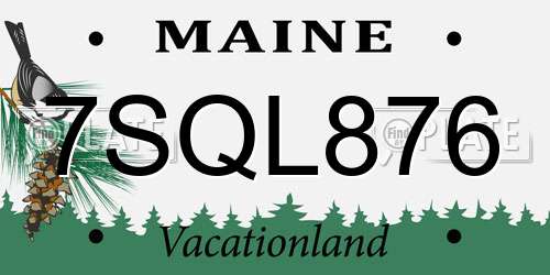 7SQL876 Maine License Plate