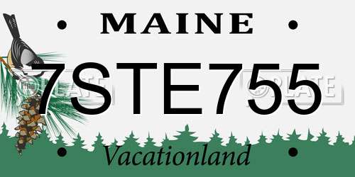 7STE755 Maine License Plate