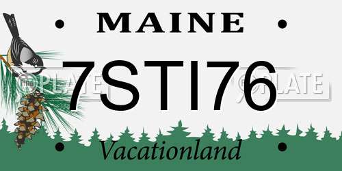 7STI76 Maine License Plate