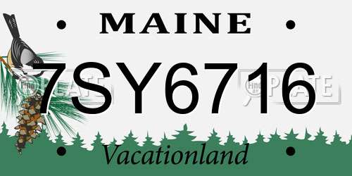 7SY6716 Maine License Plate