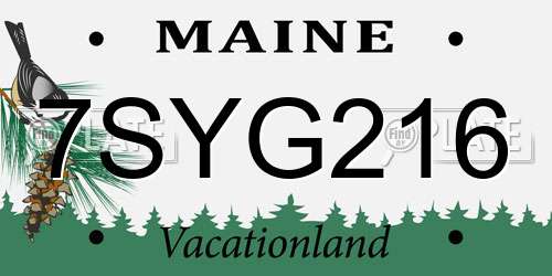 7SYG216 Maine License Plate