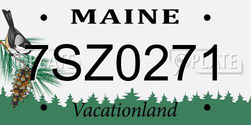 7SZ0271 Maine License Plate
