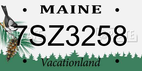 7SZ3258 Maine License Plate