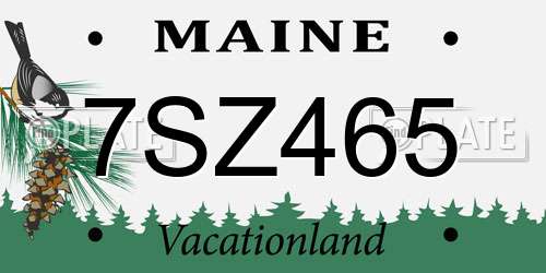 7SZ465 Maine License Plate