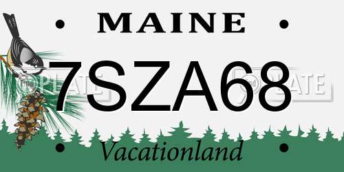 7SZA68 Maine License Plate