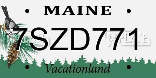 7SZD771 Maine License Plate