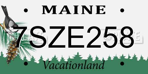 7SZE258 Maine License Plate