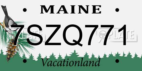 7SZQ771 Maine License Plate