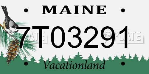 7T03291 Maine License Plate