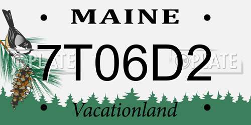 7T06D2 Maine License Plate