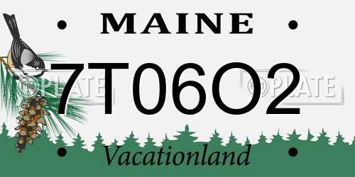 7T06O2 Maine License Plate