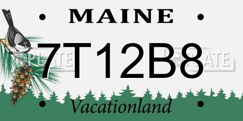 7T12B8 Maine License Plate