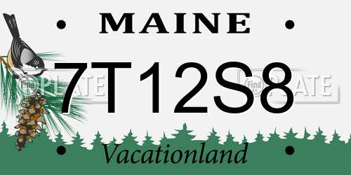 7T12S8 Maine License Plate
