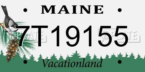 7T19155 Maine License Plate
