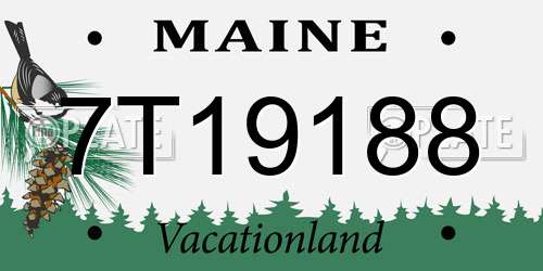 7T19188 Maine License Plate