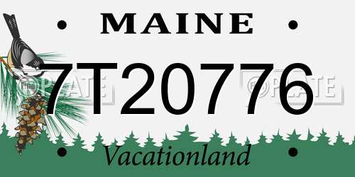 7T20776 Maine License Plate