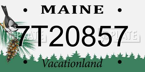 7T20857 Maine License Plate