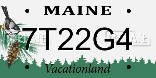 7T22G4 Maine License Plate