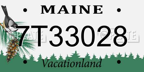 7T33028 Maine License Plate